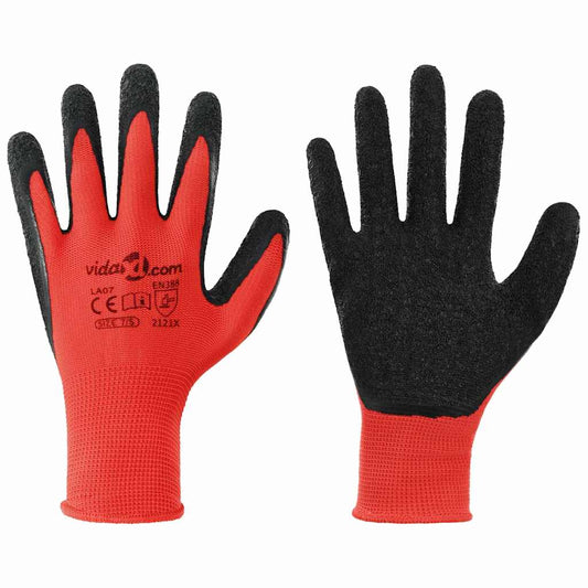 Arbeidshansker 24 pcs Rød og svart 7 / S Latexbelegg