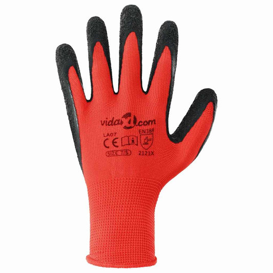 Arbeidshansker 24 pcs Rød og svart 7 / S Latexbelegg