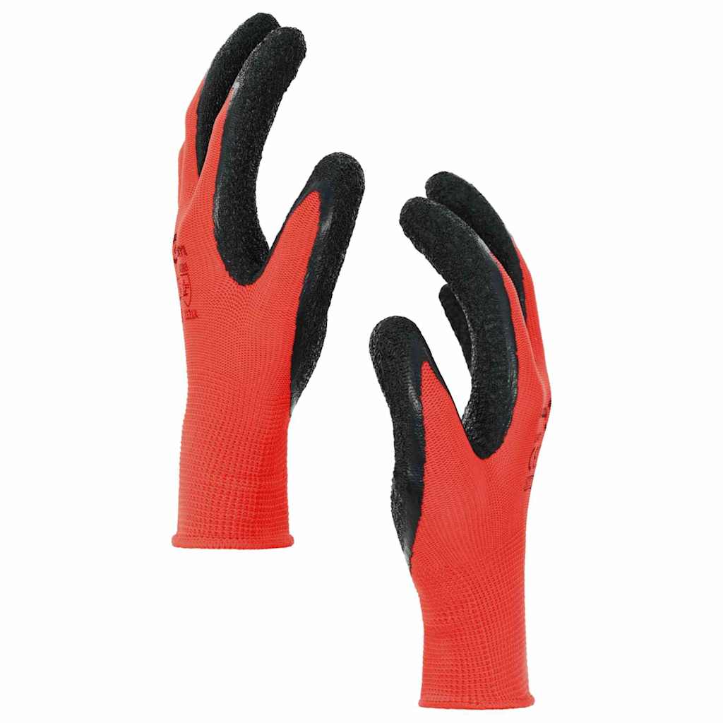 Arbeidshansker 24 pcs Rød og svart 7 / S Latexbelegg