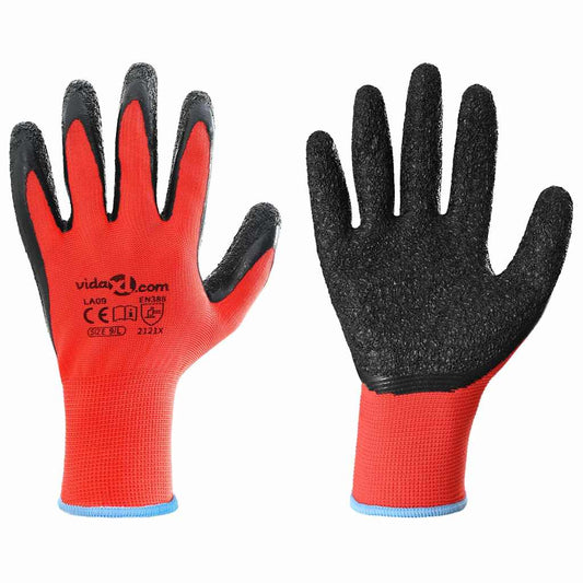Arbeidshansker 12 pcs Rød og svart 9 / l Latexbelegg