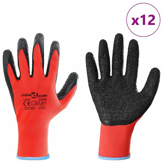 Arbeidshansker 12 pcs Rød og svart 9 / l Latexbelegg