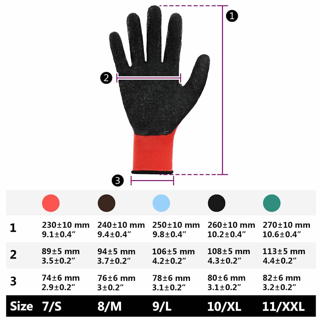Arbeidshansker 24 pcs Rød og svart 10 / xl Latexbelegg