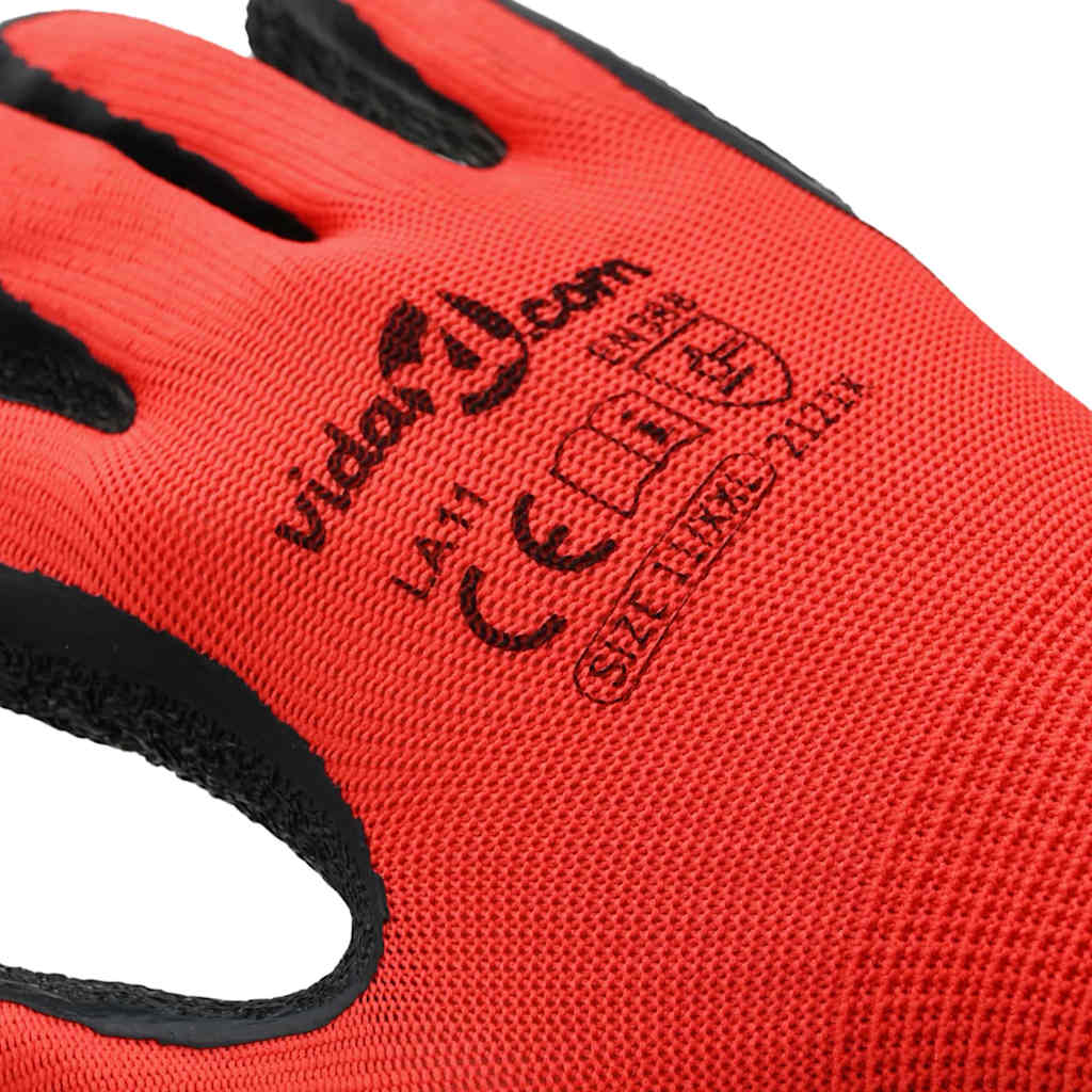 Arbeidshansker 12 pcs Rød og svart 11 / XXL Latexbelegg