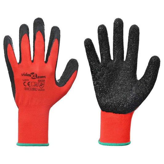 Arbeidshansker 24 pcs Rød og svart 11 / XXL Latexbelegg