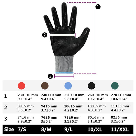 Arbeidshansker 24 pcs Grå og svart 9 / l Polyester