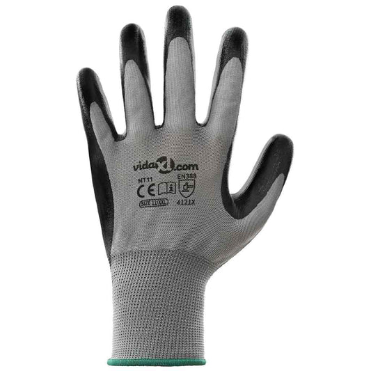 Arbeidshansker 24 pcs Grå og svart 11 / XXL Polyester