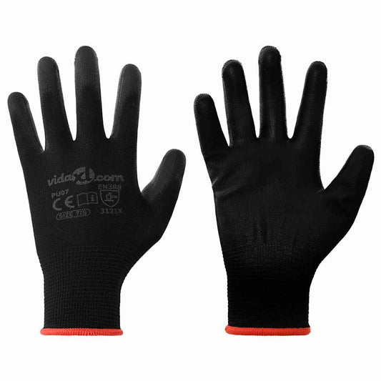 Arbeidshansker 12 pcs Svart 7 / S Polyester