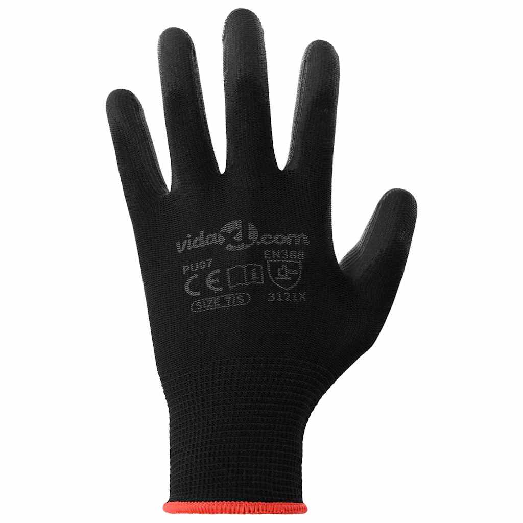 Arbeidshansker 12 pcs Svart 7 / S Polyester