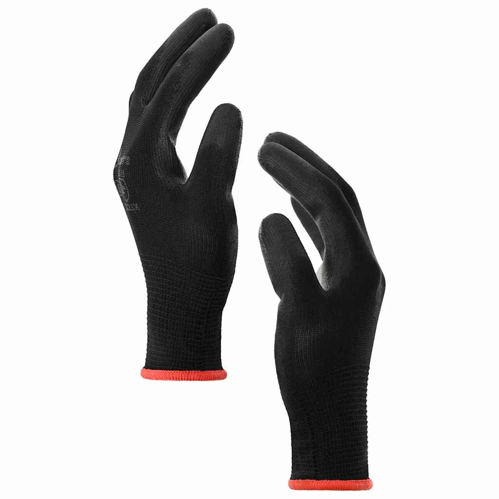 Arbeidshansker 12 pcs Svart 7 / S Polyester