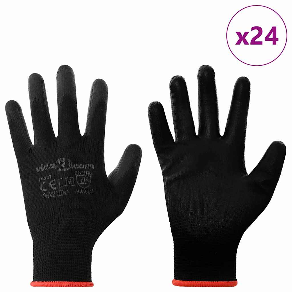 Arbeidshansker 24 pcs Svart 7 / S Polyester