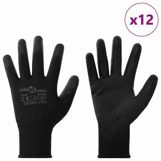 Arbeidshansker 12 pcs Svart 10 / xl Polyester