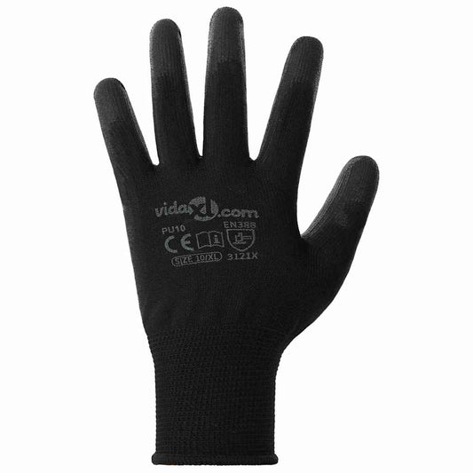 Arbeidshansker 24 pcs Svart 10 / xl Polyester
