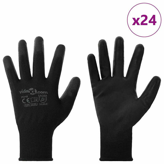 Arbeidshansker 24 pcs Svart 10 / xl Polyester