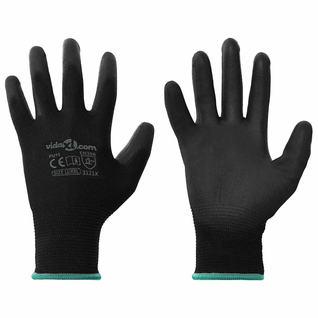 Arbeidshansker 24 pcs Svart 11 / XXL Polyester