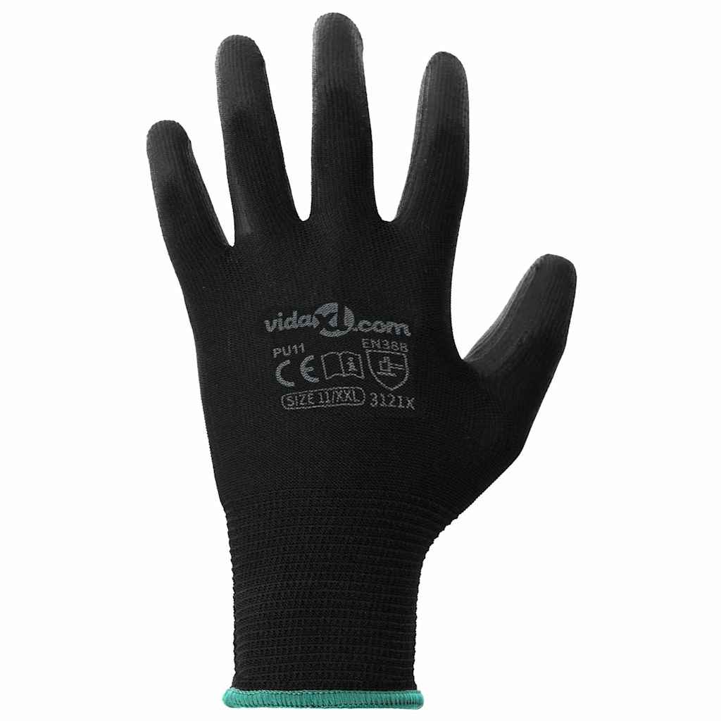 Arbeidshansker 24 pcs Svart 11 / XXL Polyester