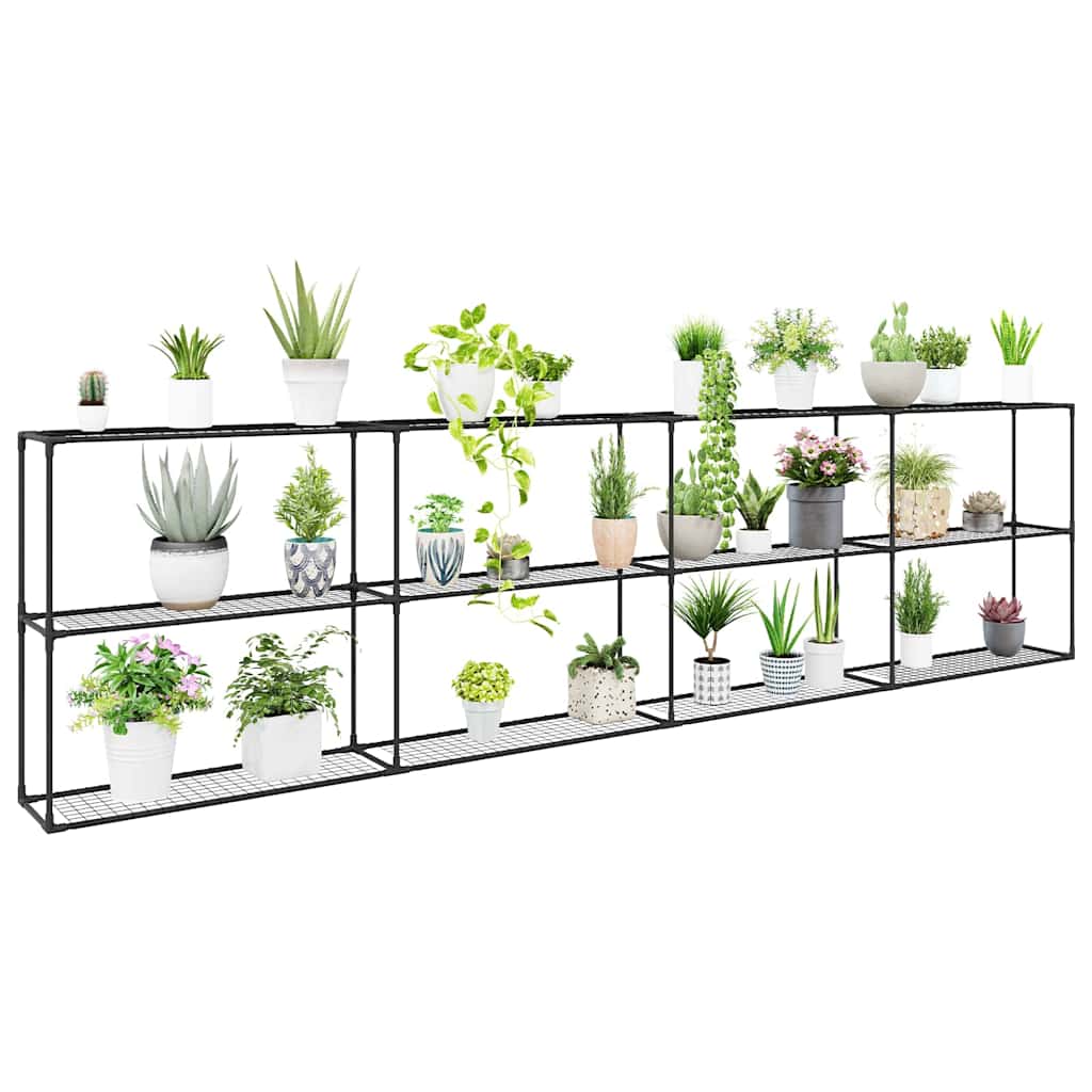 3-lags plantehylle Svart 400 x 32 x 104 cm Stål