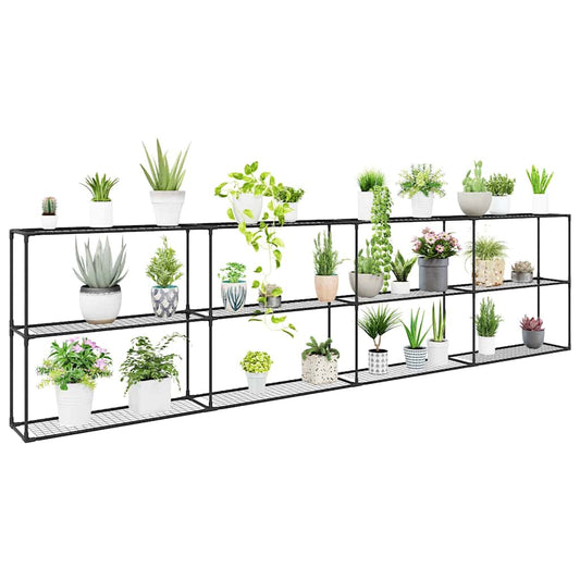 3-lags plantehylle Svart 400 x 32 x 104 cm Stål