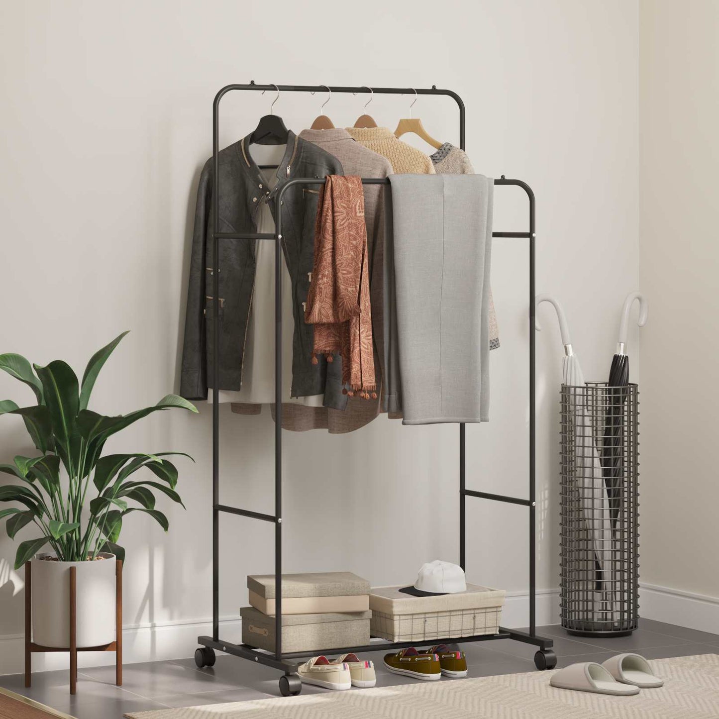 Klesstativ Ensfarget Svart 80 x 53 x 156 cm