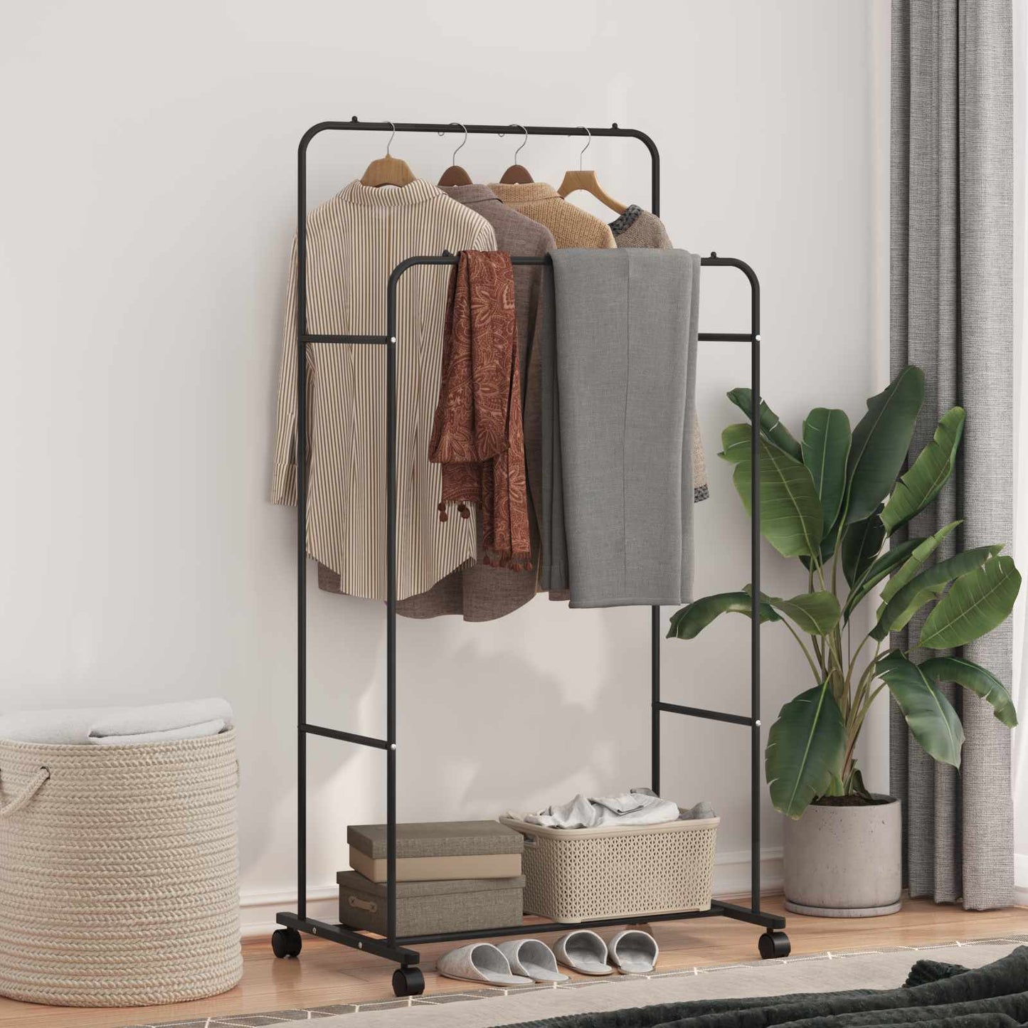 Klesstativ Ensfarget Svart 80 x 53 x 156 cm