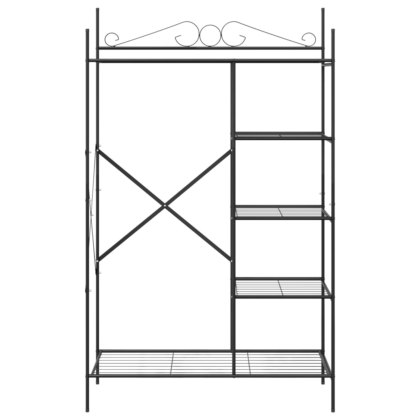 Åpen Garderobe med hylle Svart 104,5 x 45 x 172 cm Stål
