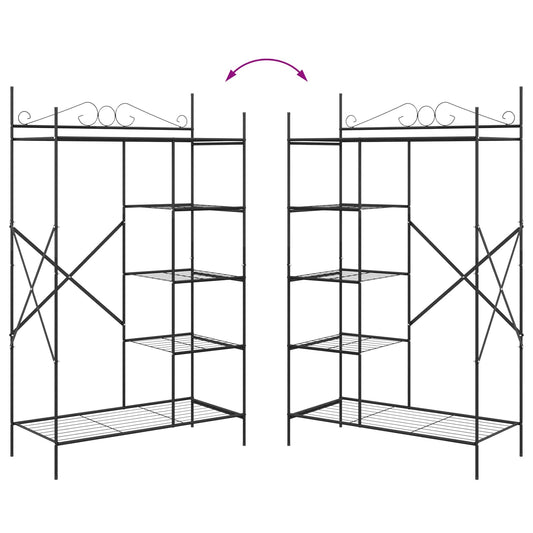 Åpen Garderobe med hylle Svart 104,5 x 45 x 172 cm Stål