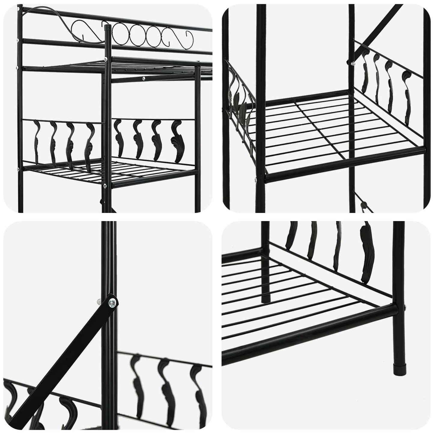 Åpen Garderobe med hylle Svart 101 x 43 x 188 cm Stål