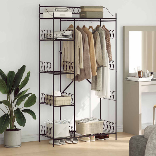 Åpen Garderobe med hylle Svart 101 x 43 x 188 cm Stål