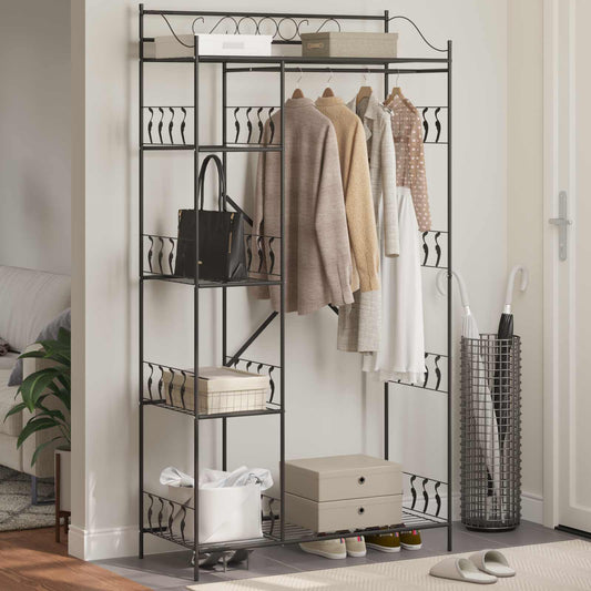 Åpen Garderobe med hylle Svart 101 x 43 x 188 cm Stål