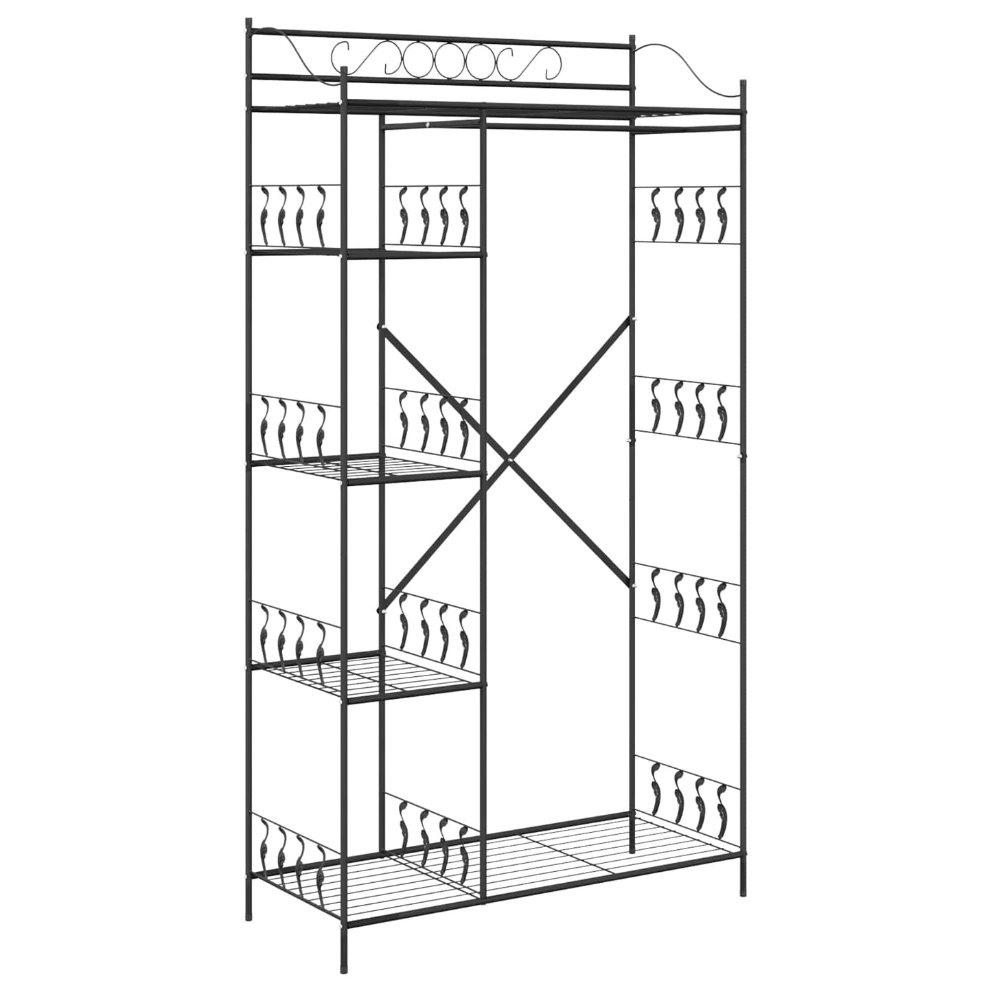 Åpen Garderobe med hylle Svart 101 x 43 x 188 cm Stål