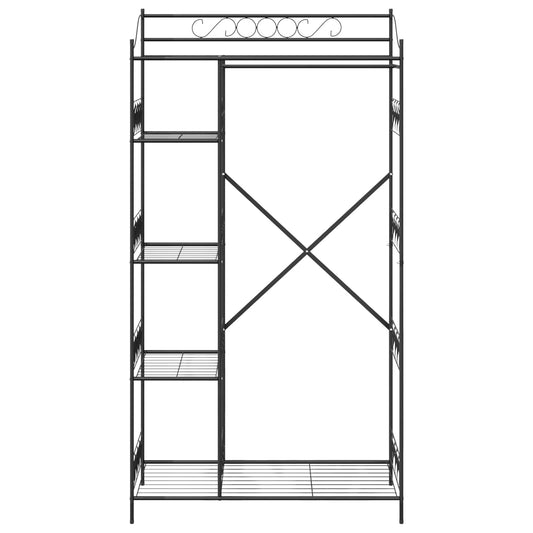 Åpen Garderobe med hylle Svart 101 x 43 x 188 cm Stål