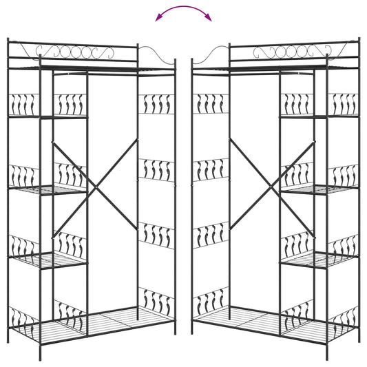 Åpen Garderobe med hylle Svart 101 x 43 x 188 cm Stål