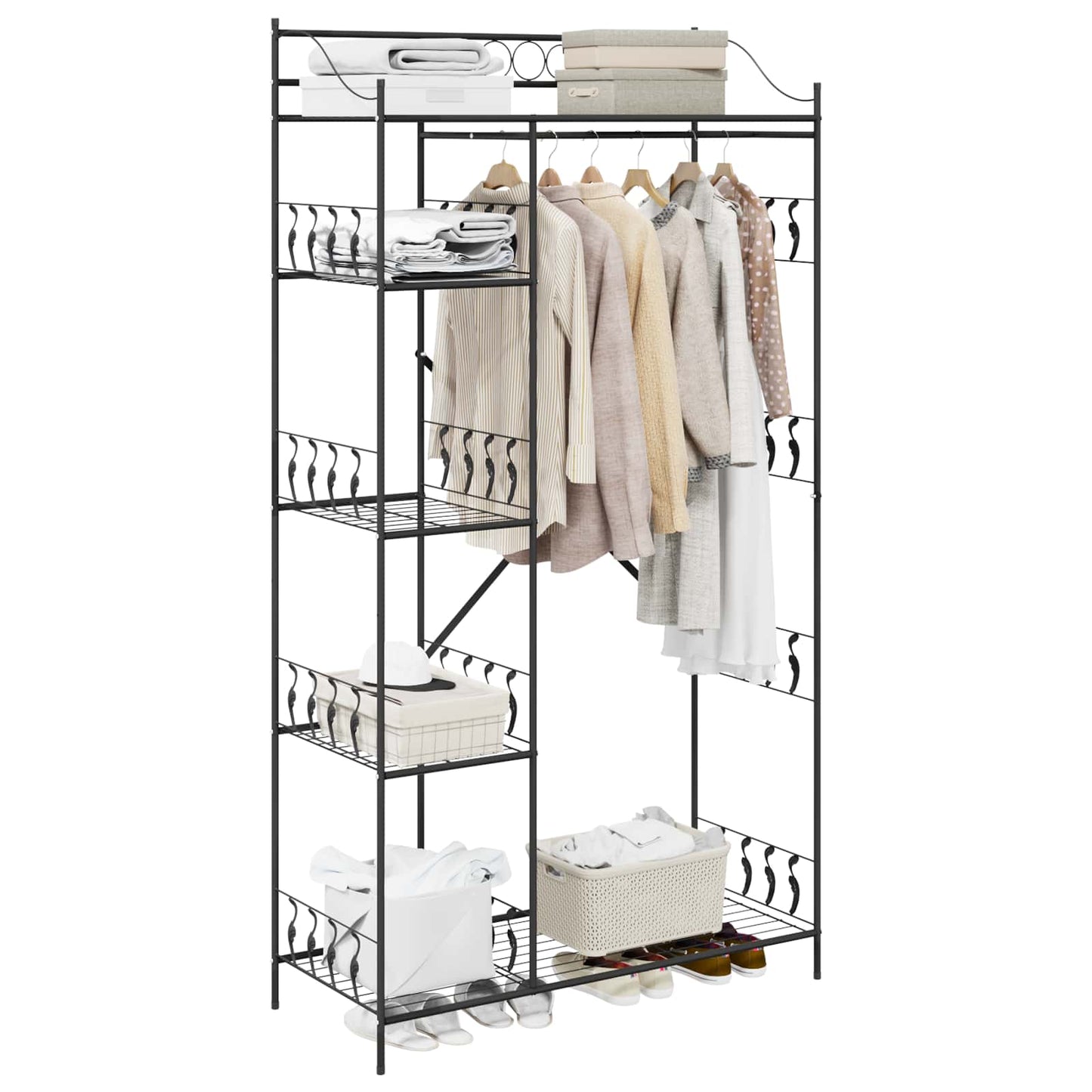 Åpen Garderobe med hylle Svart 101 x 43 x 188 cm Stål