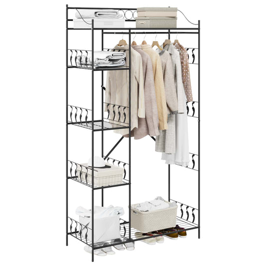 Åpen Garderobe med hylle Svart 101 x 43 x 188 cm Stål