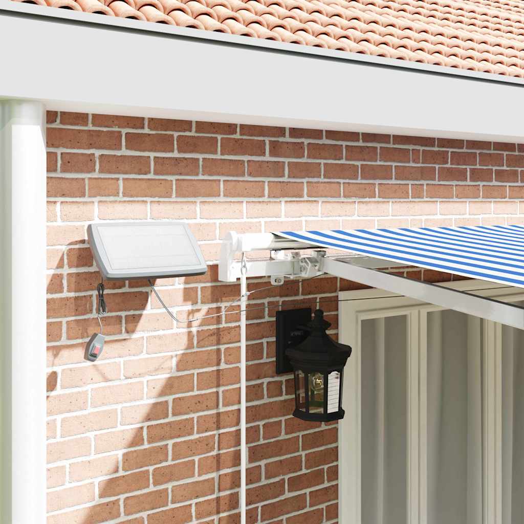 Innvendbar Markise med LED -stripelys Blå og hvit 600 × 300 cm vidaXL