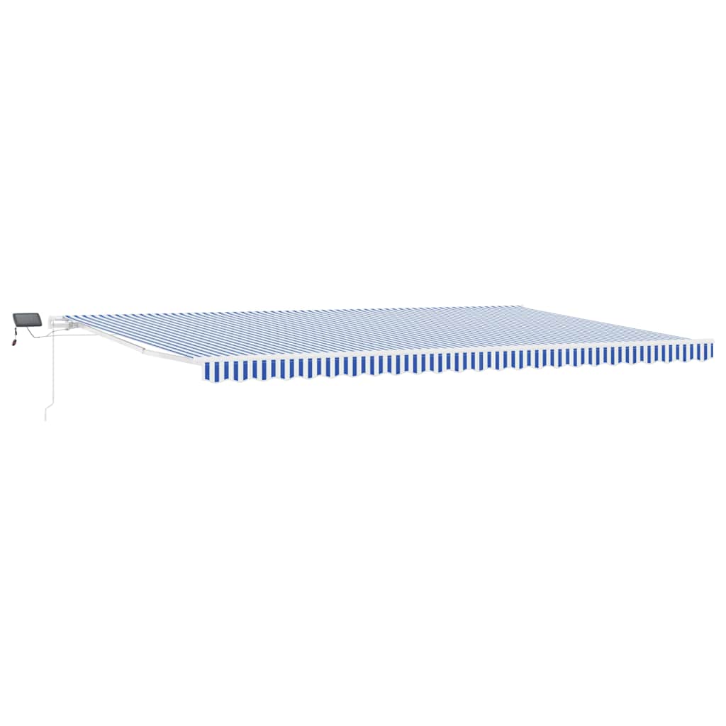 Innvendbar Markise med LED -stripelys Blå og hvit 600 × 300 cm vidaXL