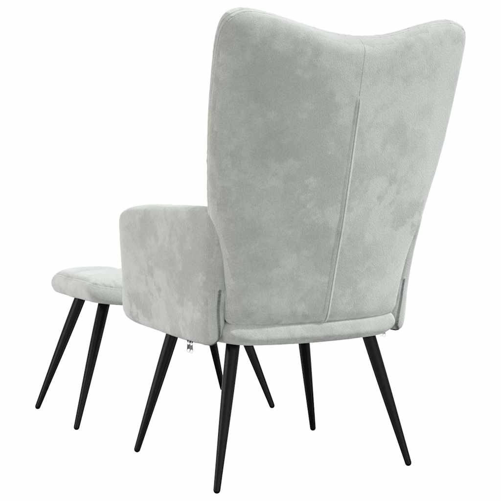 Avslappende stol med Fotpall Lysegrå Fløyel
