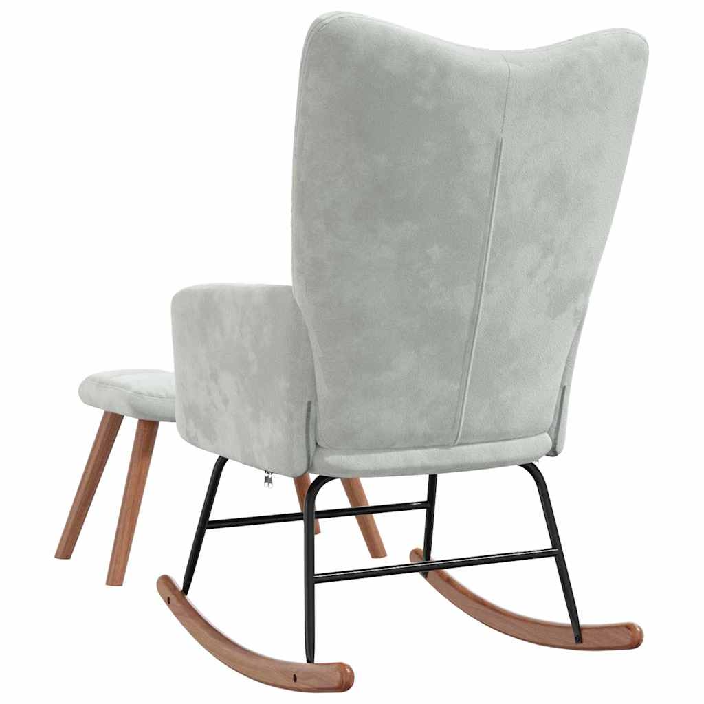 Vippestol med fotstøtte Lysegrå 78 x 61 x 98 cm Fløyel