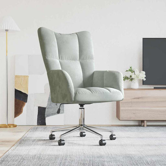 Avslappende stol med hjul Lysegrå 69 x 61,5 x 102 cm Fløyel
