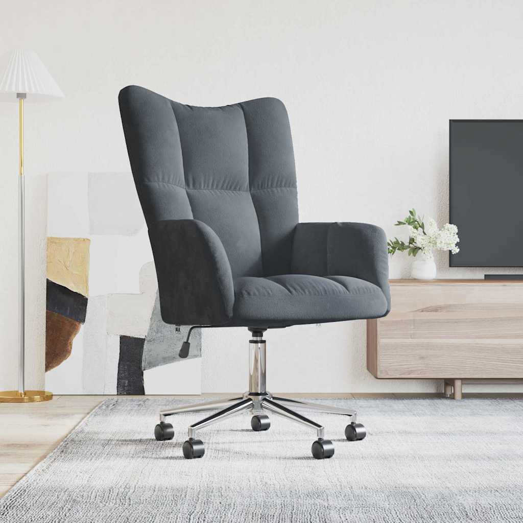 Avslappende stol med hjul Mørkegrå 69 x 61,5 x 102 cm Fløyel