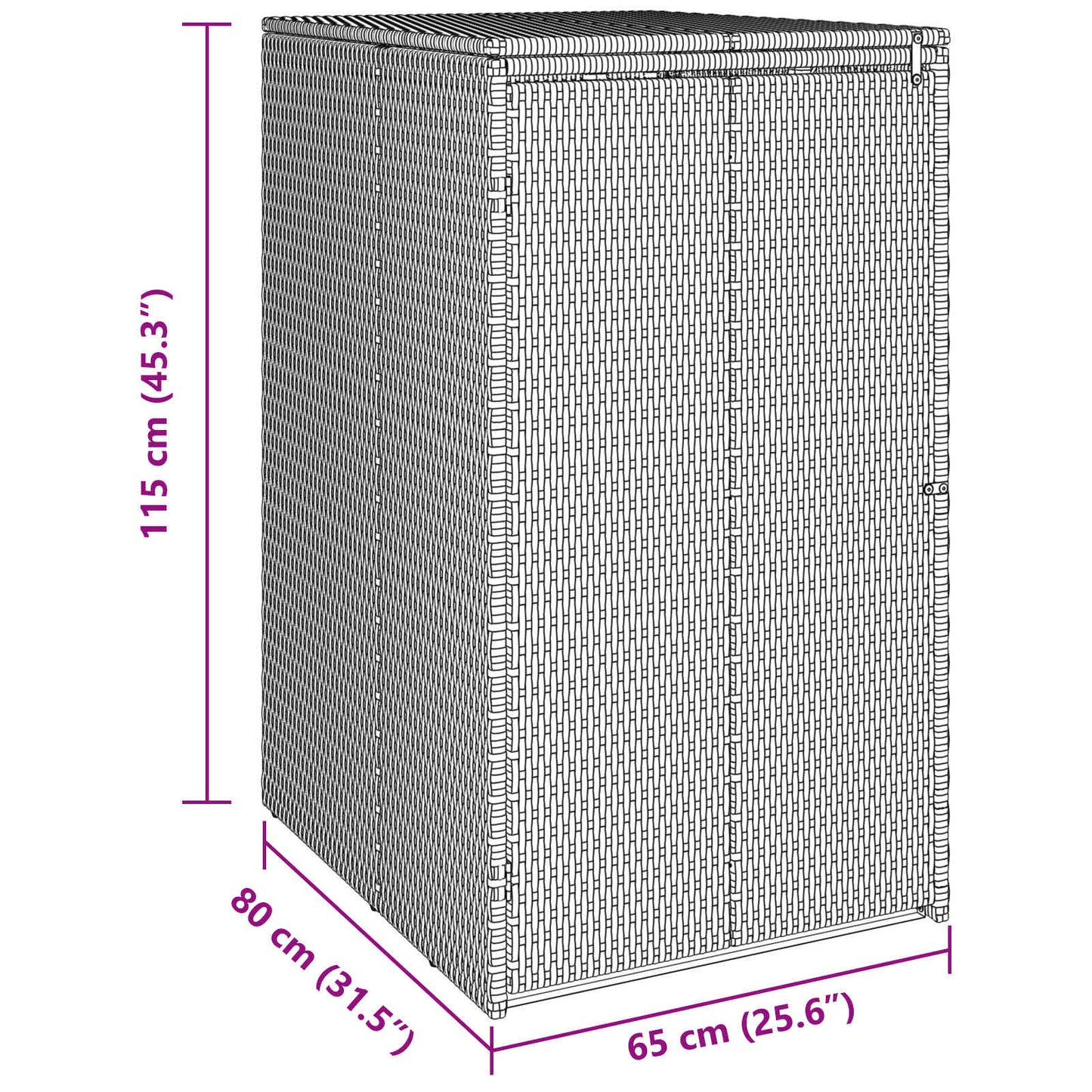 Søppelboks Svart 65 x 80 x 115 cm Polyethylen