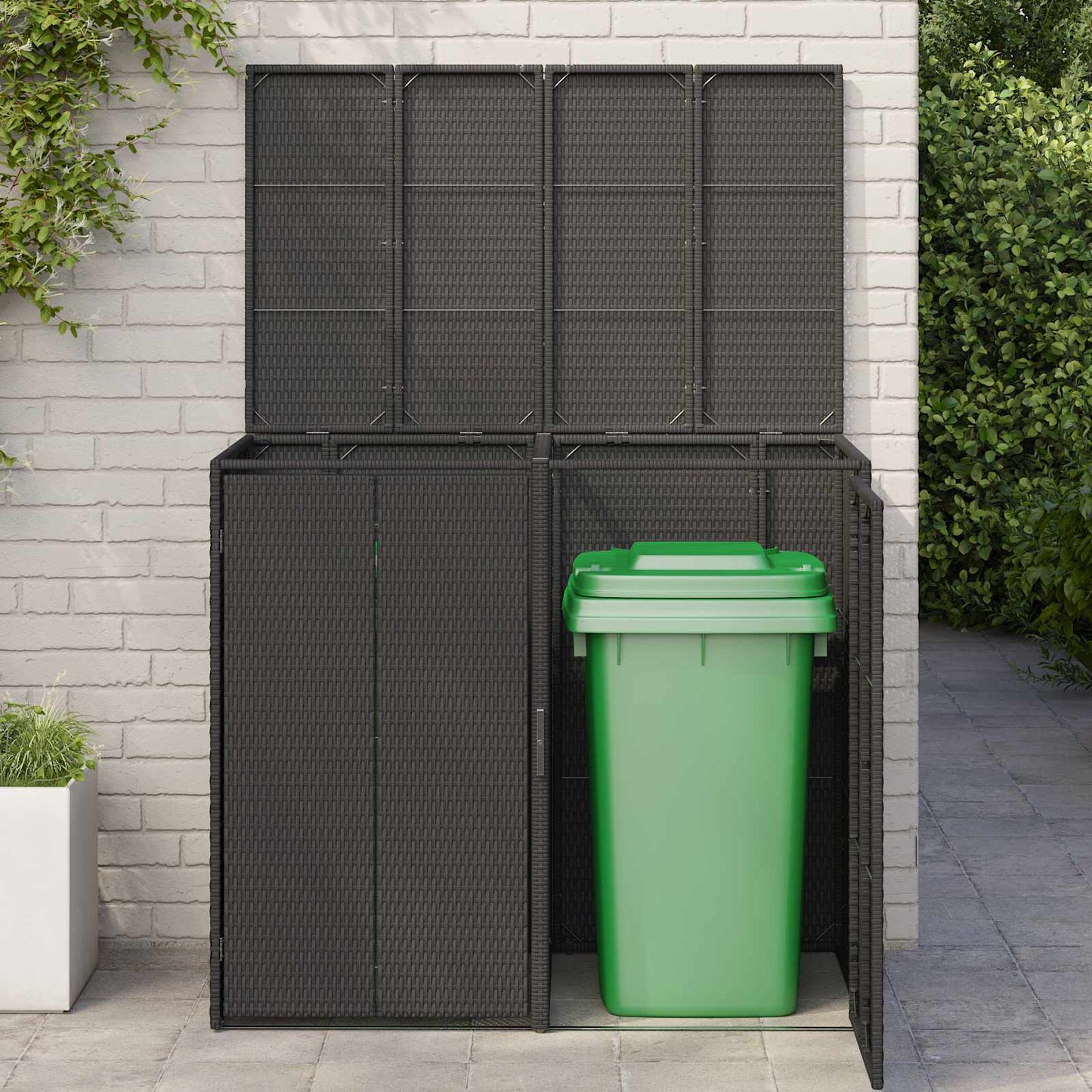 Søppelboks 2 pcs Svart 130 x 80 x 115 cm Polyethylen