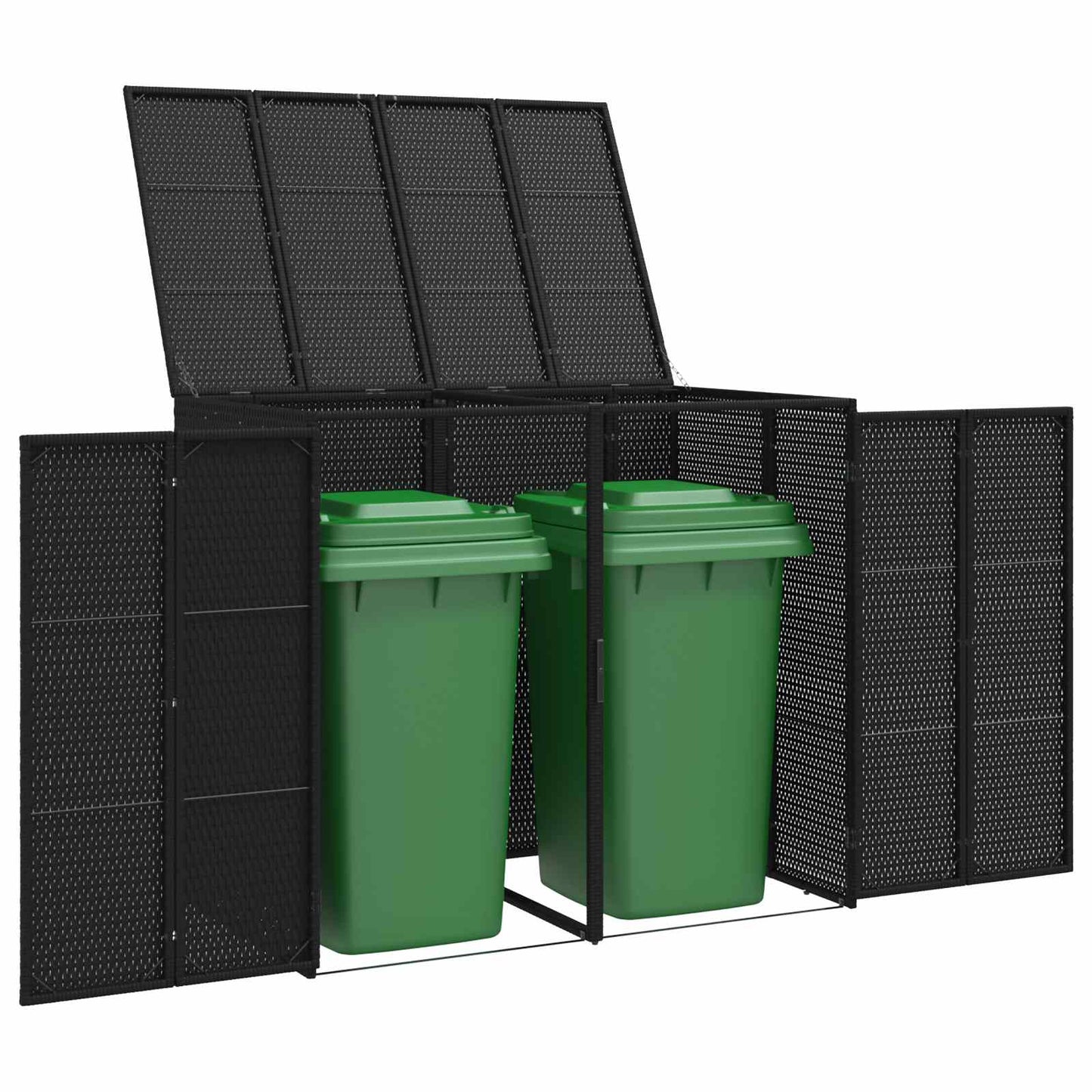 Søppelboks 2 pcs Svart 130 x 80 x 115 cm Polyethylen