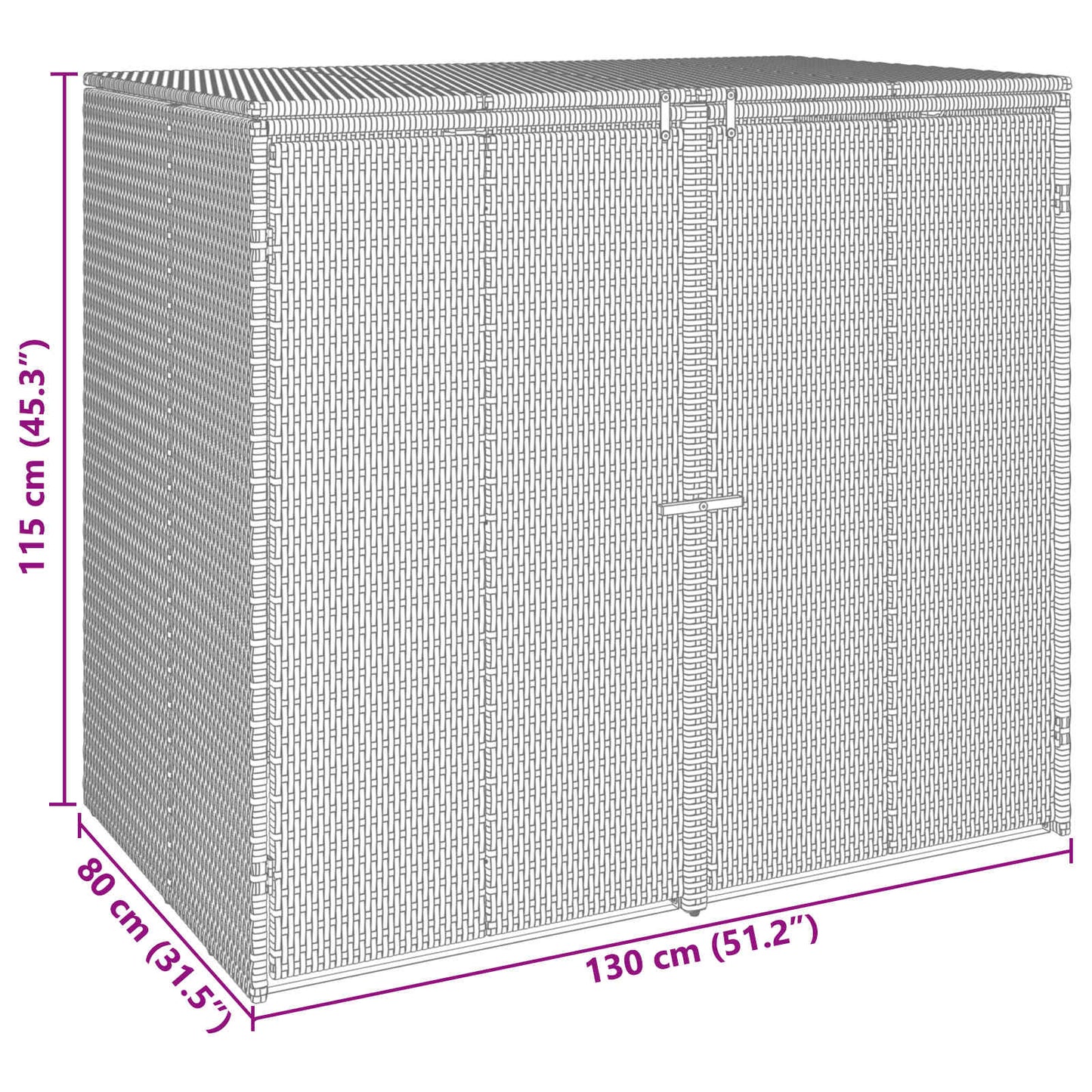 Søppelboks 2 pcs Svart 130 x 80 x 115 cm Polyethylen
