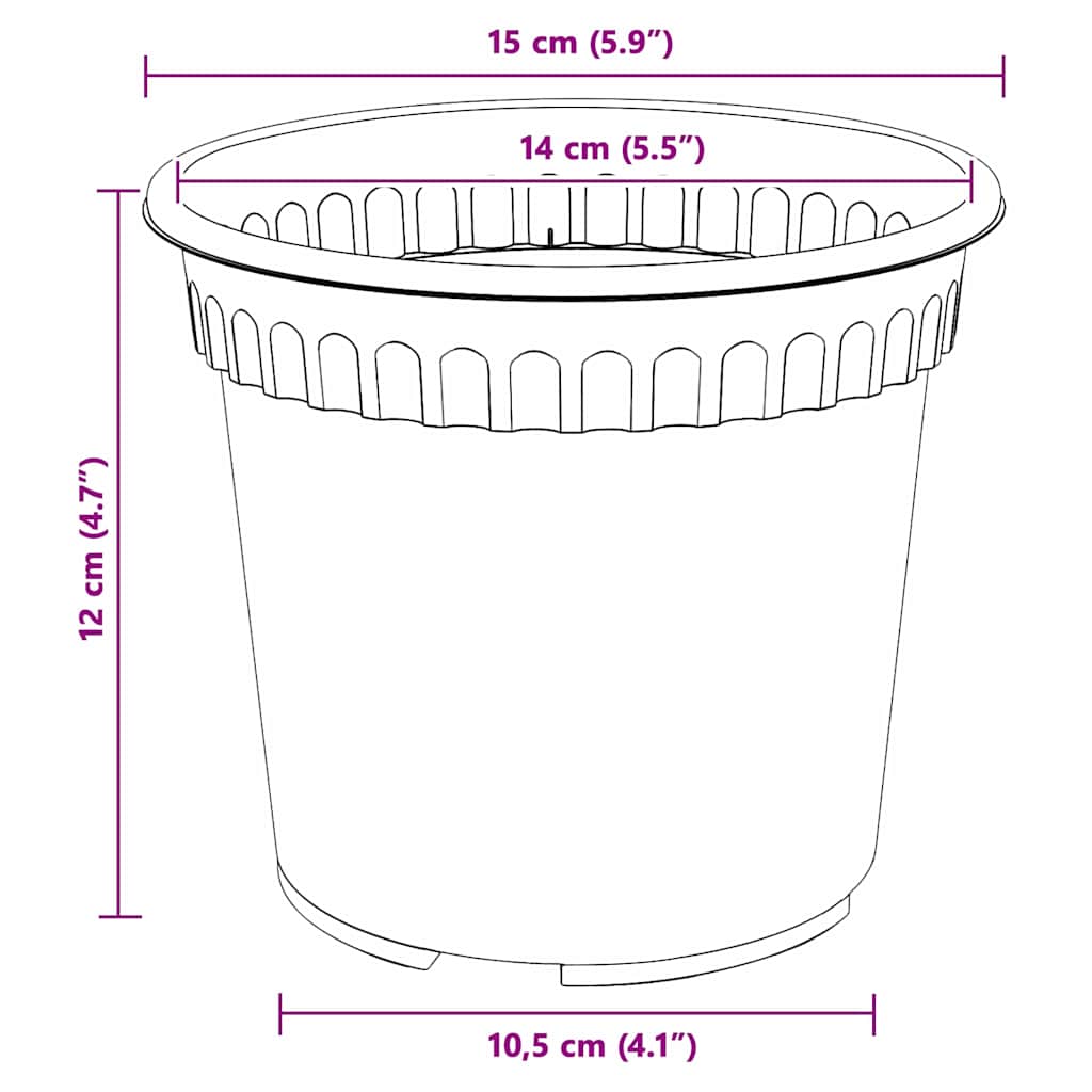 Plantepotter 6 pcs Svart Ø 15 x 12 cm Plast
