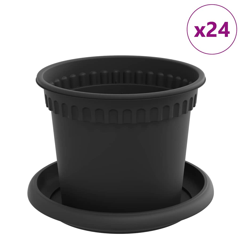 Plantepotter 24 pcs Svart Ø 12,5 x 10 cm Plast
