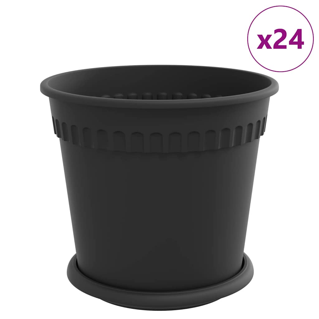 Plantepotter 24 pcs Svart Ø 19 x 16 cm Plast