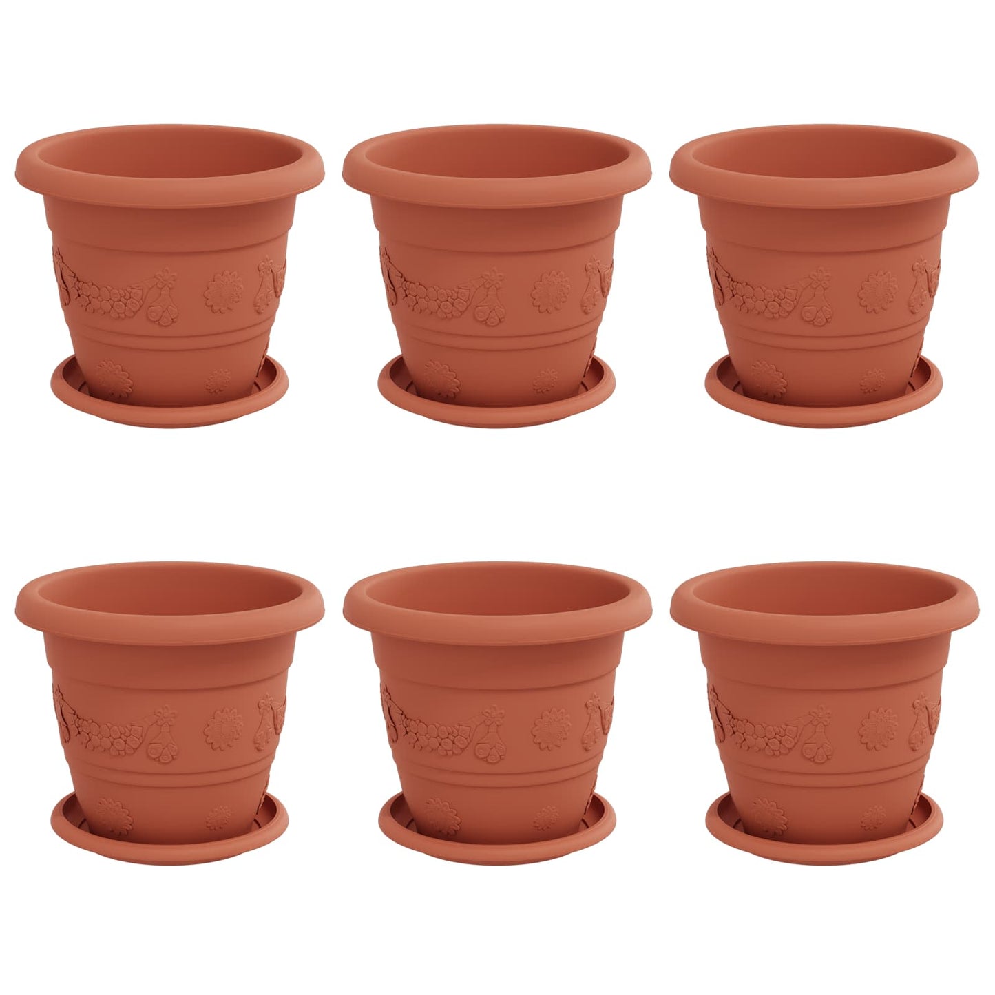 Plantepotter 6 pcs Klinker Rød Ø 22 x 18 cm Plast