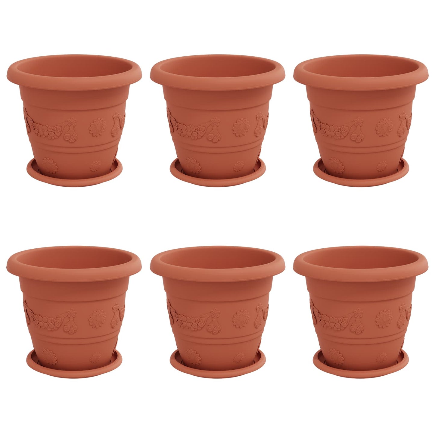 Plantepotter 6 pcs Klinker Rød Ø 26 x 21.5 cm Plast