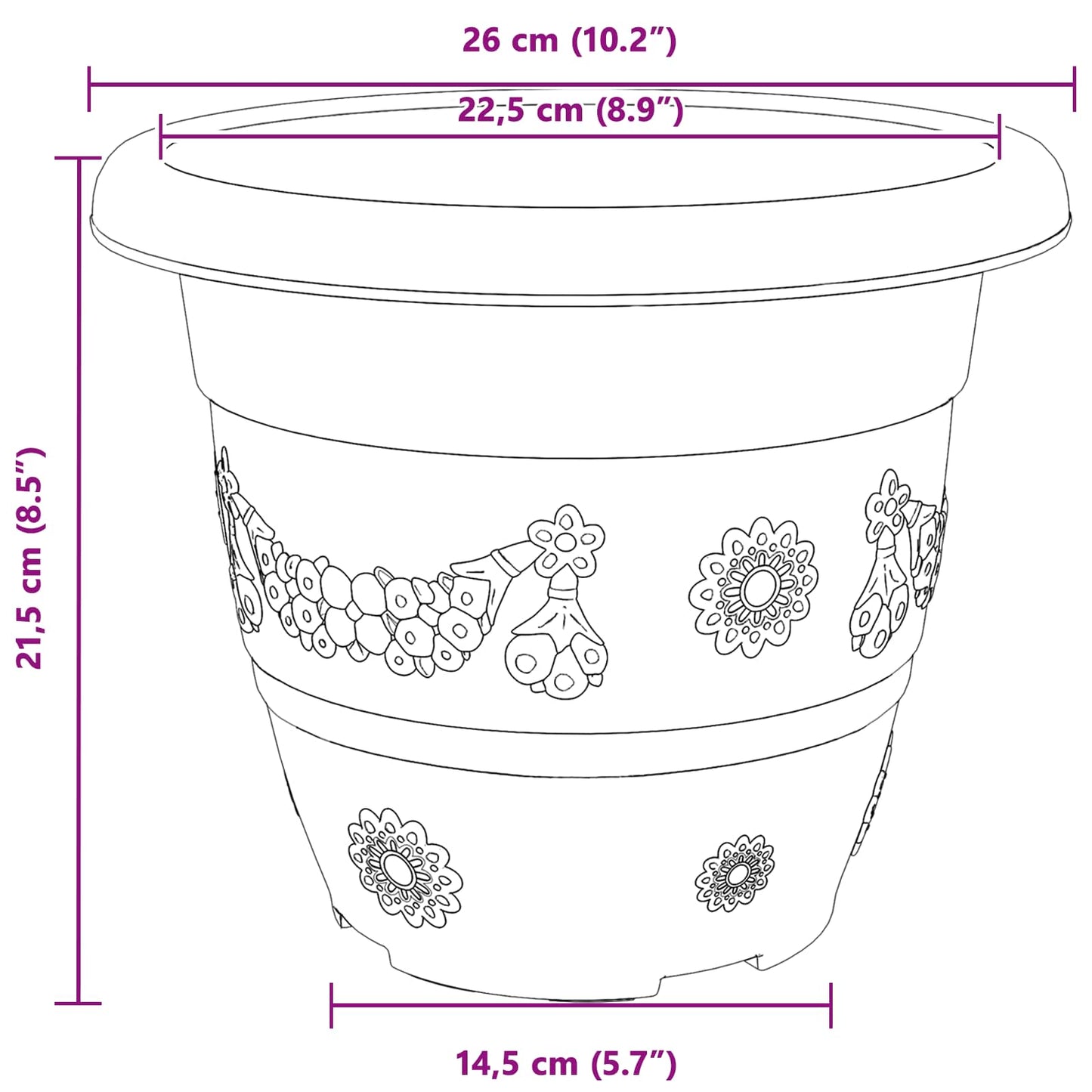 Plantepotter 6 pcs Klinker Rød Ø 26 x 21.5 cm Plast