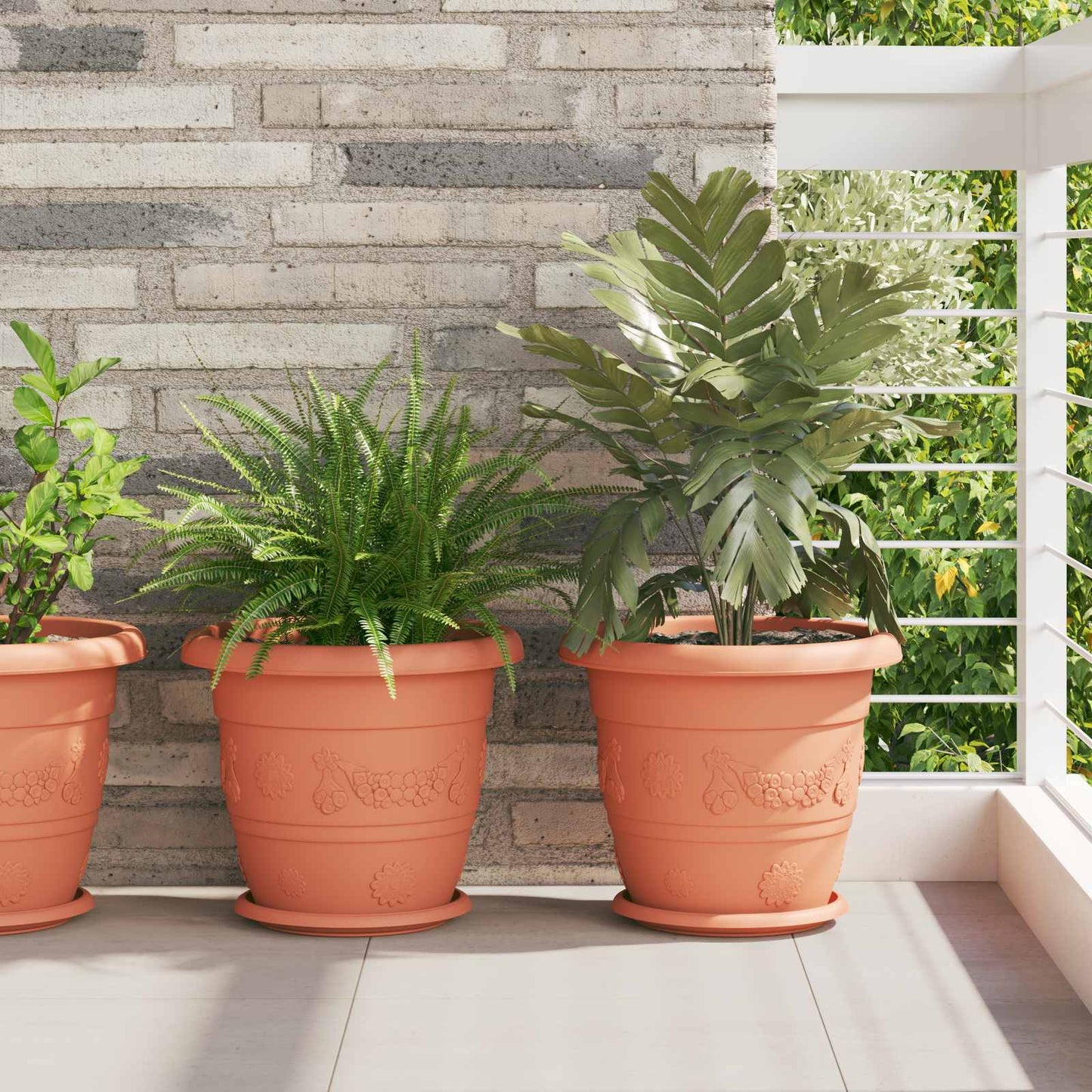 Plantepotter 6 pcs Klinker Rød Ø 26 x 21.5 cm Plast vidaXL